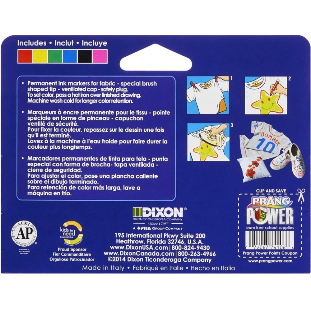 Prang Decor Fabric Markers 6 pack